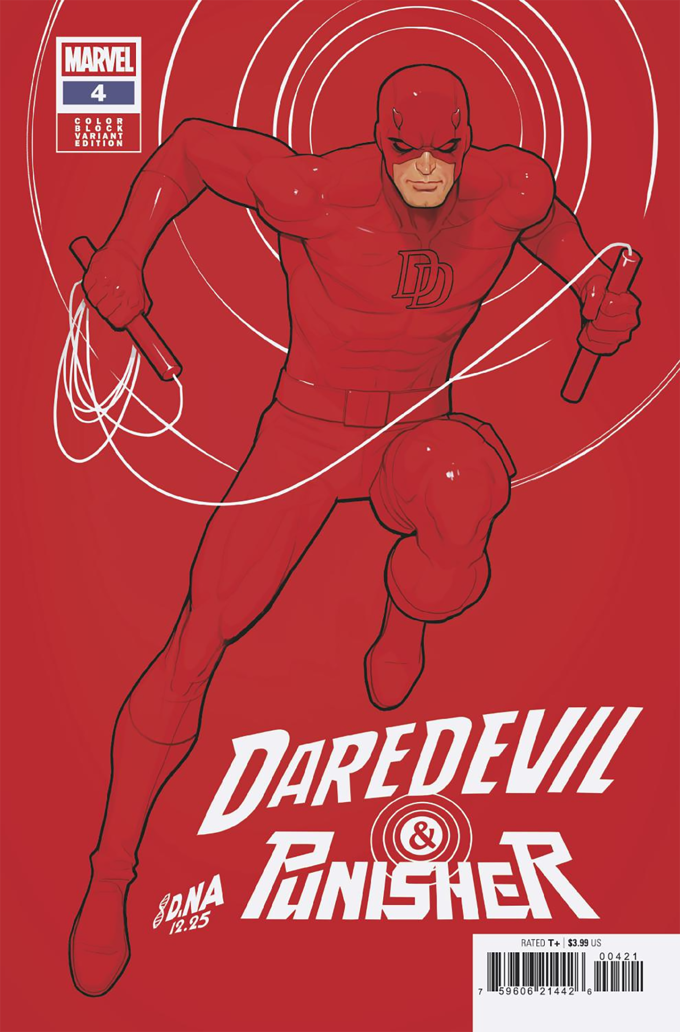 DAREDEVIL/PUNISHER: THE DEVIL'S TRIGGER #4 DAVID NAKAYAMA COLOR BLOCK RED B COVER