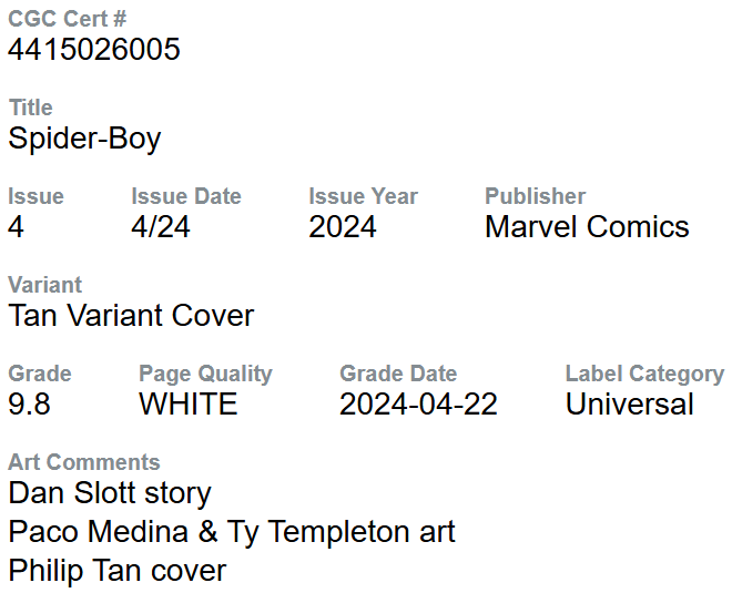 SPIDER-BOY #4 CGC 9.8 KEY ISSUE