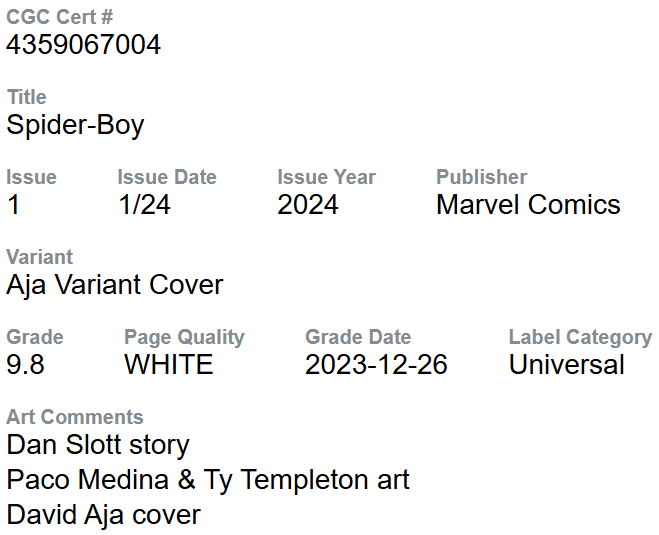 SPIDER-BOY #1  CGC 9.8 KEY ISSUE