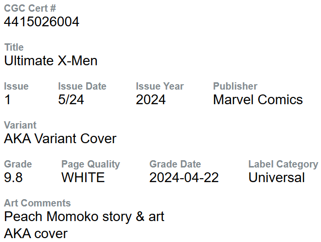 ULTIMATE X-MEN #1 CGC 9.8 KEY ISSUE