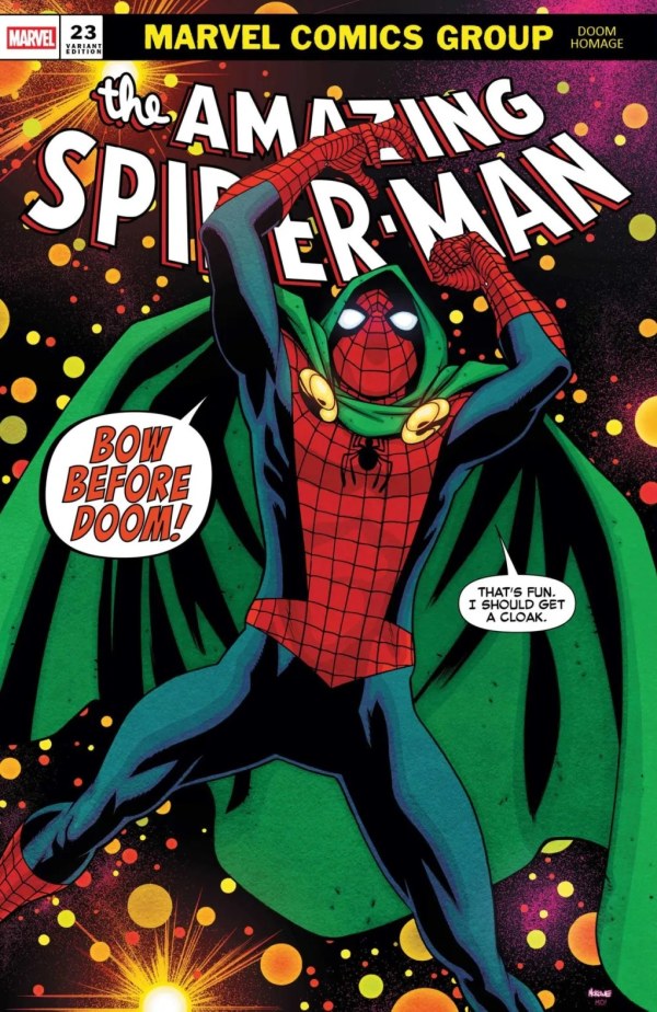 AMAZING SPIDER-MAN #23 MIKE MCKONE DOOM HOMAGE D COVER