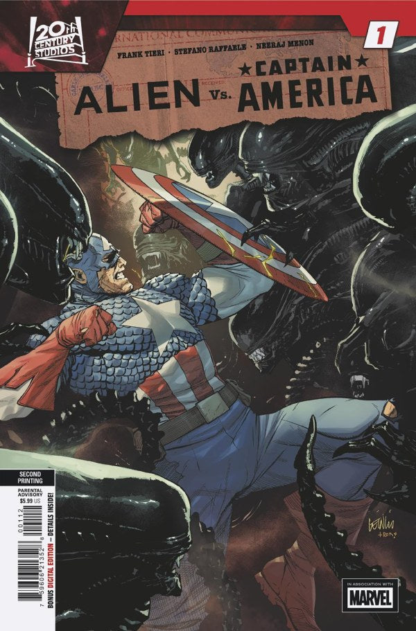 ALIEN VS CAPTAIN AMERICA #1 SECOND PRINTING LEINIL YU A COVER