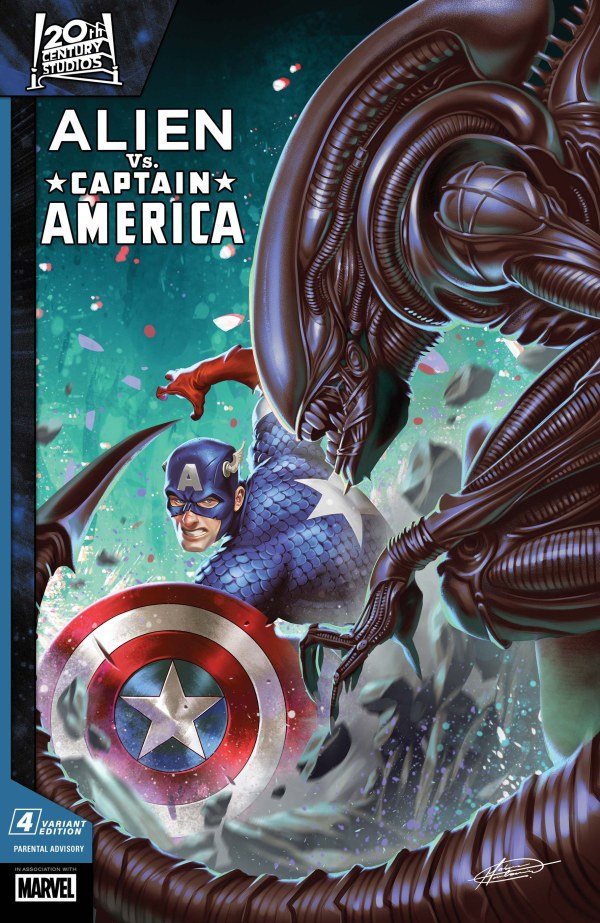 ALIEN VS. CAPTAIN AMERICA #4 MATEUS MANHANINI B COVER