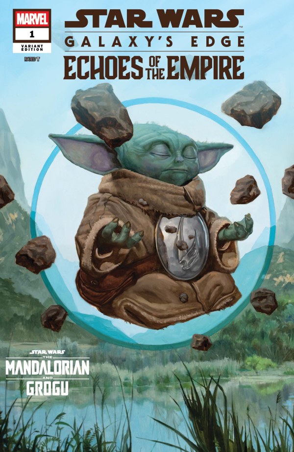 STAR WARS: GALAXY'S EDGE - ECHOES OF THE EMPIRE #1 MANDALORIAN & GROGU E.M. GIST E COVER
