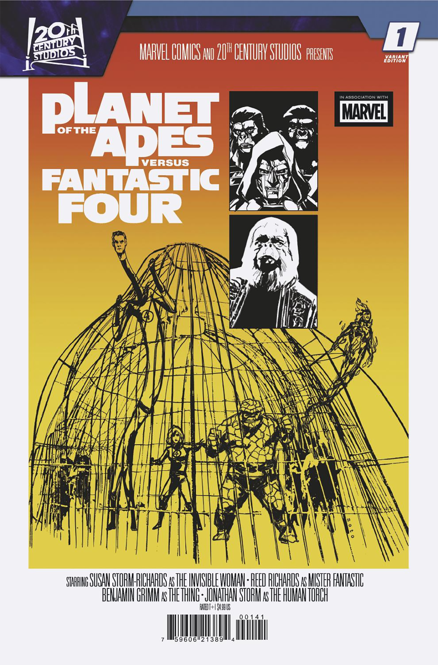 PLANET OF THE APES VS. FANTASTIC FOUR #1 PHIL NOTO MOVIE HOMAGE D COVER