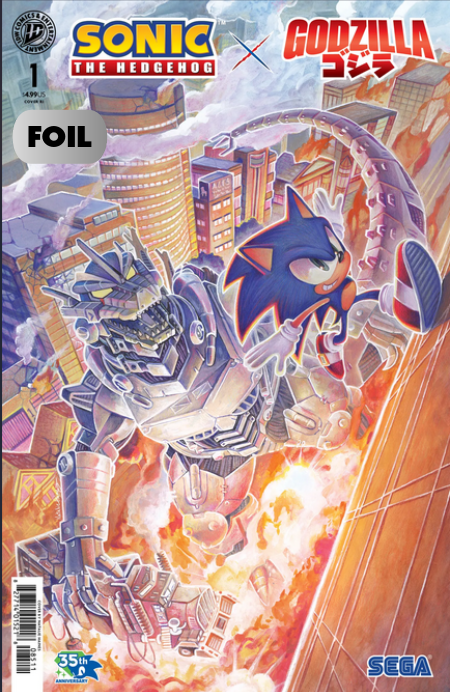 (SIGNED) SONIC THE HEDGEHOG X GODZILLA #1 NATALIE HAINES 1:25 RATIO COVER