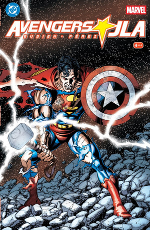 AVENGERS/JLA #4 FACSIMILE EDITION WRAPAROUND GEORGE PEREZ A COVER