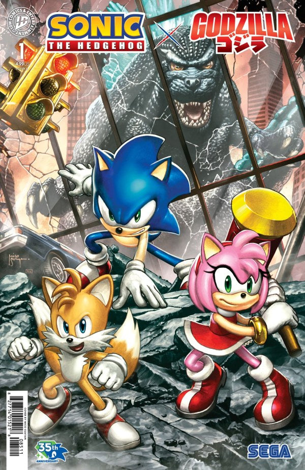 (SIGNED) SONIC THE HEDGEHOG X GODZILLA #1 MICO SUAVAN E COVER