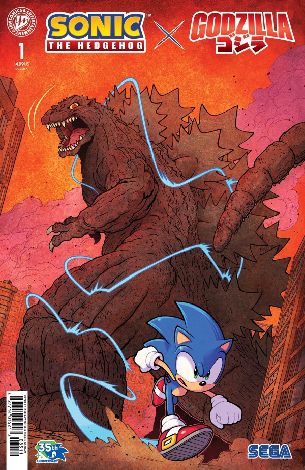 (SIGNED) SONIC THE HEDGEHOG X GODZILLA #1 JACK LAWRENCE A COVER