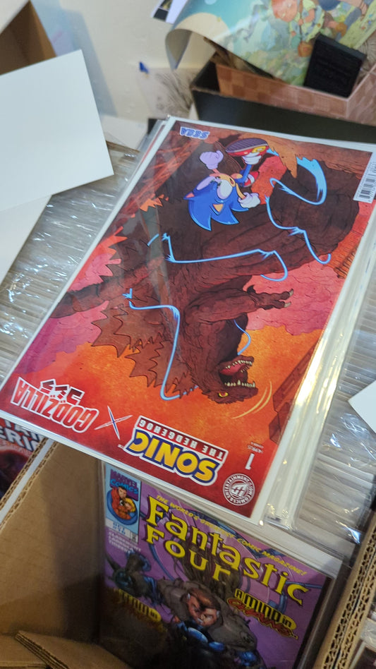 (SIGNED) SONIC THE HEDGEHOG X GODZILLA #1 JACK LAWRENCE A COVER